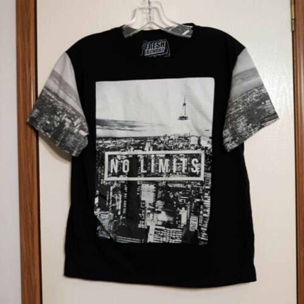 Fresh Laundry No Limits Boys Black Graphic T-Shirt Size L Graphic Sleeves
